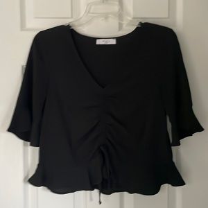 Elodie Ruched Black V Neck Top Size XS. Excellent Condition. Worn once.